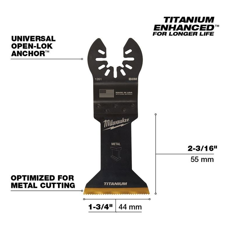 Milwaukee 49 - 25 - 1261 OPEN - LOK 1 - 3/4 in Titanium Enhanced Bi - Metal Metal Blade 1 Pk - Mississauga Hardware Centre Inc
