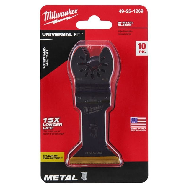 Milwaukee 49 - 25 - 1269 OPEN - LOK 1 - 3/4 in Titanium Enhanced Bi - Metal Metal Blades 10 Pk - Mississauga Hardware Centre Inc