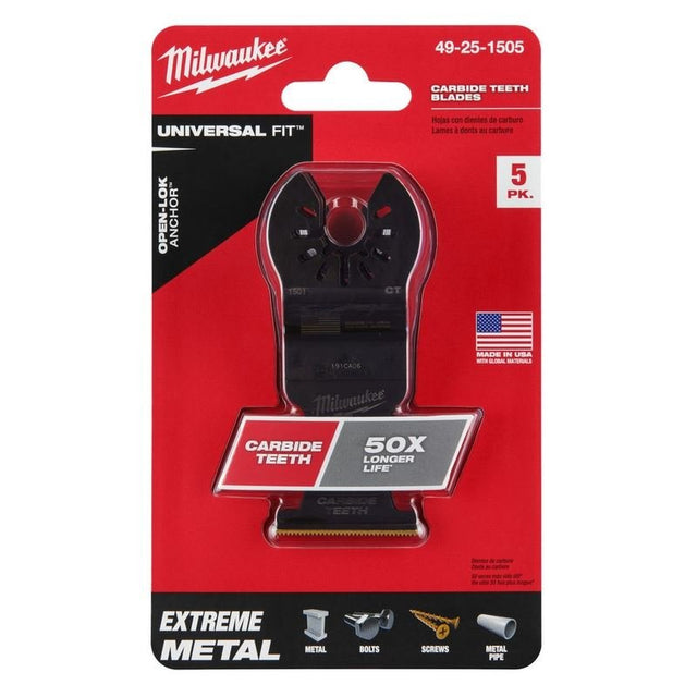 Milwaukee 49 - 25 - 1505 OPEN - LOK 1 - 3/8 in Titanium Enhanced Carbide Teeth Metal Blade 5 Pk - Mississauga Hardware Centre Inc