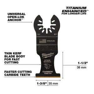 Milwaukee 49 - 25 - 1521 OPEN - LOK 1 - 3/8 in Titanium Enhanced Carbide Teeth Multi - Material Blade 1 Pk - Mississauga Hardware Centre Inc