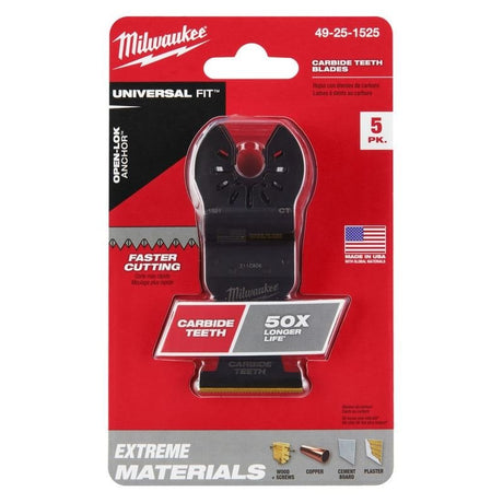 Milwaukee 49 - 25 - 1525 OPEN - LOK 1 - 3/8 in Titanium Enhanced Carbide Teeth Multi - Material Blade 5 Pk - Mississauga Hardware Centre Inc