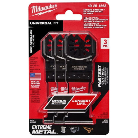 Milwaukee 49 - 25 - 1563 NITRUS CARBIDE Extreme Metal Universal Fit OPEN - LOK Multi - Tool Blade - 3pk - Mississauga Hardware Centre Inc