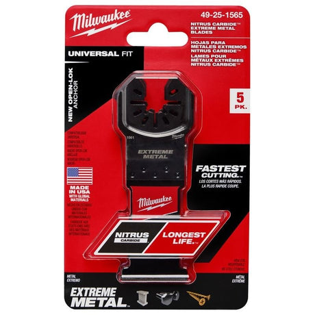 Milwaukee 49 - 25 - 1565 NITRUS CARBIDE Extreme Metal Universal Fit OPEN - LOK Multi - Tool Blade - 5pk - Mississauga Hardware Centre Inc