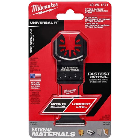 Milwaukee 49 - 25 - 1571 NITRUS CARBIDE Extreme Materials Universal Fit OPEN - LOK Multi - Tool Blade - 1pk - Mississauga Hardware Centre Inc