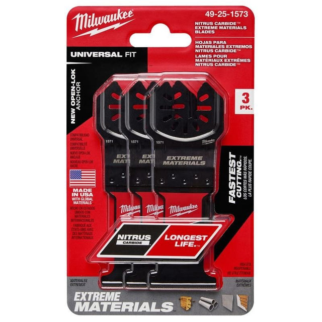 Milwaukee 49 - 25 - 1573 NITRUS CARBIDE Extreme Materials Universal Fit OPEN - LOK Multi - Tool Blade - 3pk - Mississauga Hardware Centre Inc