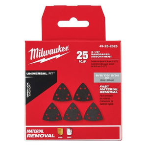 Milwaukee 49 - 25 - 2025 OPEN - LOK 3 - 1/2 in Triangle Sandpaper Variety Pack 25pc - Mississauga Hardware Centre Inc
