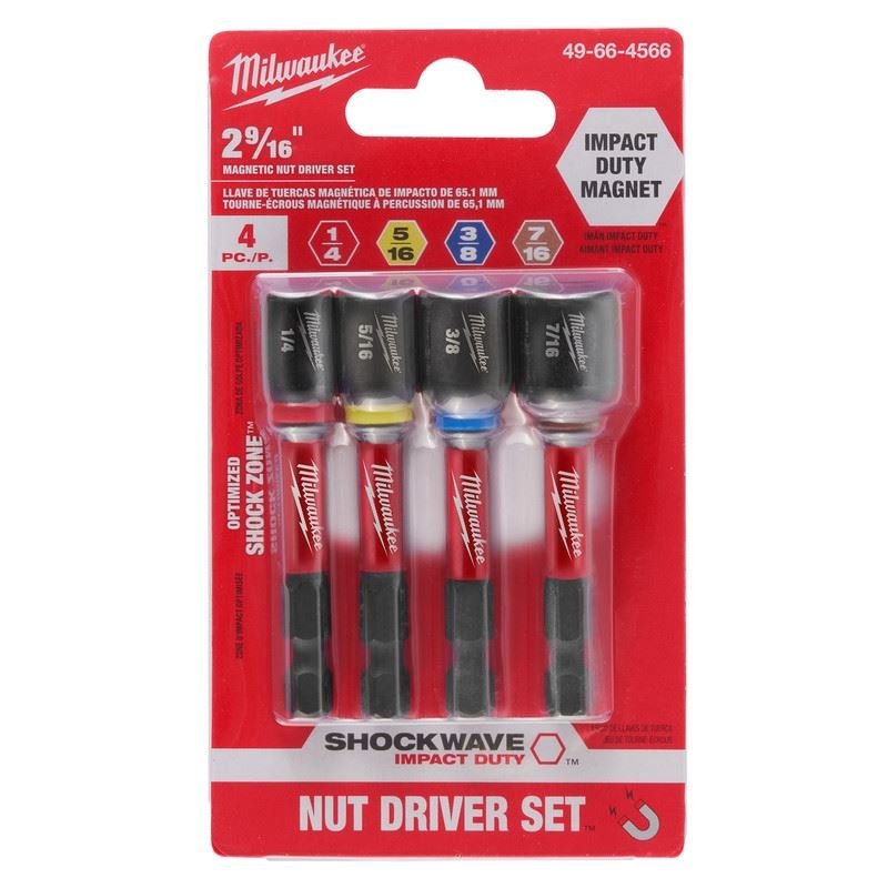 Milwaukee 49 - 66 - 4566 4pc Magnetic Nut Setter Set - 2 - 9/16in - Mississauga Hardware Centre Inc