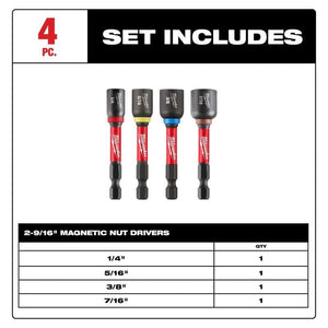 Milwaukee 49 - 66 - 4566 4pc Magnetic Nut Setter Set - 2 - 9/16in - Mississauga Hardware Centre Inc