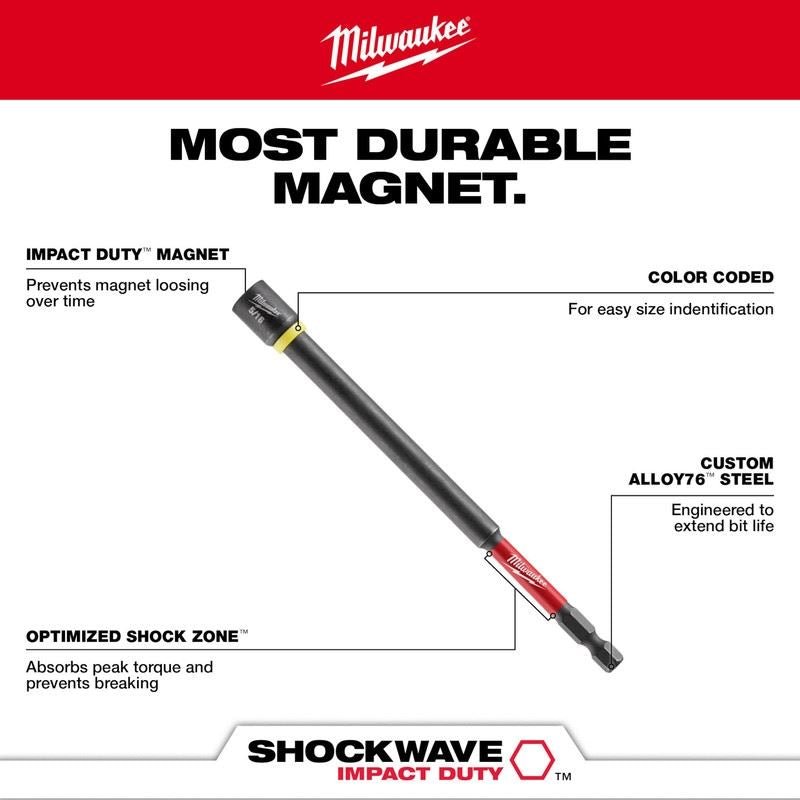 Milwaukee 49 - 66 - 4583 SHOCKWAVE Impact Duty 5/16in x 6in Magnetic Nut Driver - Mississauga Hardware Centre Inc