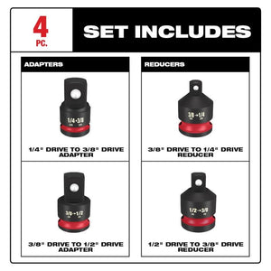 Milwaukee 49 - 66 - 6742 SHOCKWAVE Impact Duty 1/4in - 1/2in Drive Adapter Set - Mississauga Hardware Centre Inc