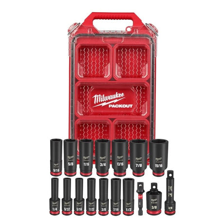 Milwaukee 49 - 66 - 6800 SHOCKWAVE Impact Duty Socket 3/8in Dr 17PC SAE PACKOUT Set - Mississauga Hardware Centre Inc