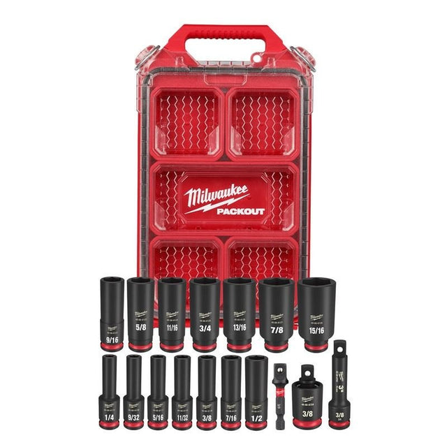 Milwaukee 49 - 66 - 6800 SHOCKWAVE Impact Duty Socket 3/8in Dr 17PC SAE PACKOUT Set - Mississauga Hardware Centre Inc