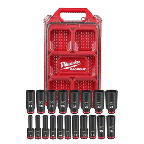 Milwaukee 49 - 66 - 6801 SHOCKWAVE Impact Duty Socket 3/8in Dr 19PC MM PACKOUT Set - Mississauga Hardware Centre Inc