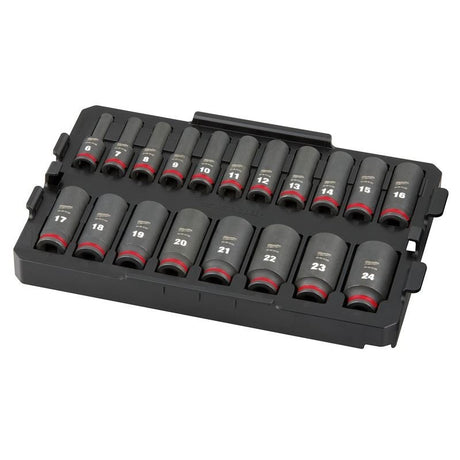 Milwaukee 49 - 66 - 6816 SHOCKWAVE Impact Duty Socket 3/8in Dr 19PC MM TRAY Set - Mississauga Hardware Centre Inc