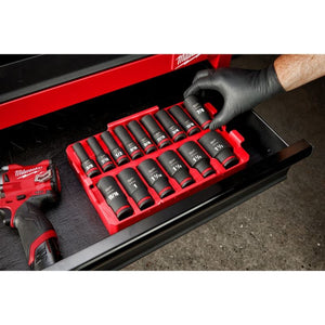Milwaukee 49 - 66 - 6817 SHOCKWAVE Impact Duty Socket 1/2in Dr 15PC SAE TRAY Set - Mississauga Hardware Centre Inc