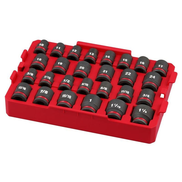 Milwaukee 49 - 66 - 6819 SHOCKWAVE Impact Duty Socket 1/2in Dr 27PC SAE TRAY Set - Mississauga Hardware Centre Inc
