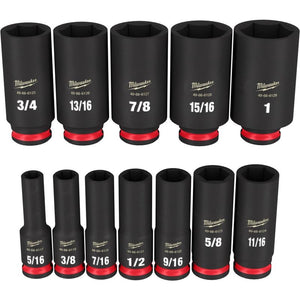 Milwaukee 49 - 66 - 7006 12PC SHOCKWAVE Impact Duty 3/8in Drive SAE Deep 6 Point Socket Set - Mississauga Hardware Centre Inc
