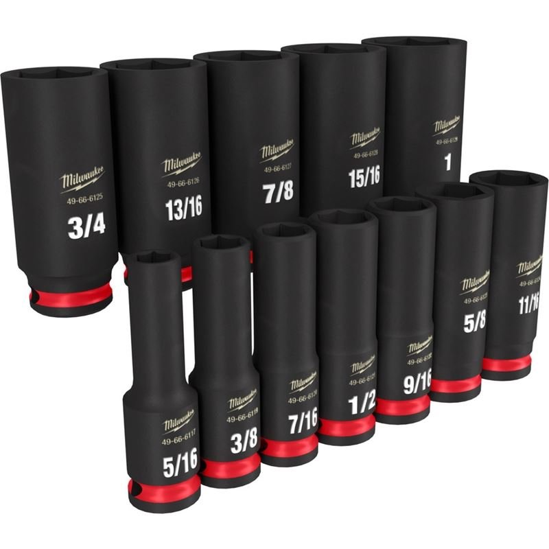 Milwaukee 49 - 66 - 7006 12PC SHOCKWAVE Impact Duty 3/8in Drive SAE Deep 6 Point Socket Set - Mississauga Hardware Centre Inc