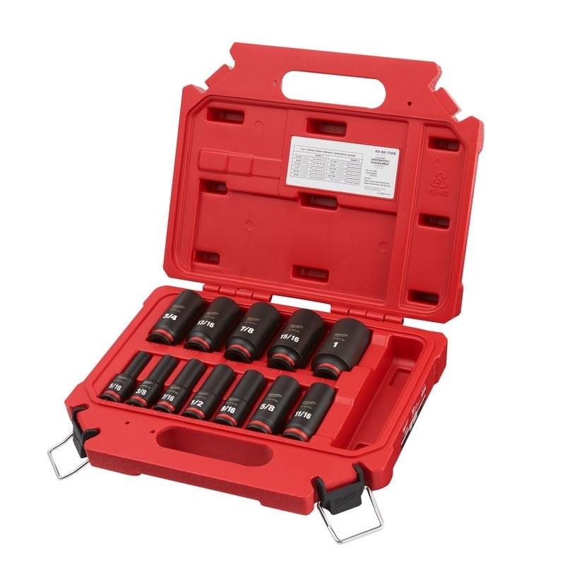 Milwaukee 49 - 66 - 7006 12PC SHOCKWAVE Impact Duty 3/8in Drive SAE Deep 6 Point Socket Set - Mississauga Hardware Centre Inc