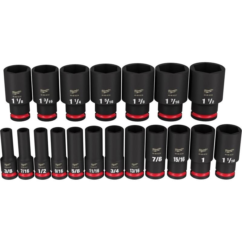 Milwaukee 49 - 66 - 7012 19PC SHOCKWAVE Impact Duty 1/2in Drive SAE Deep 6 Point Socket Set - Mississauga Hardware Centre Inc