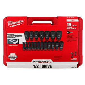 Milwaukee 49 - 66 - 7012 19PC SHOCKWAVE Impact Duty 1/2in Drive SAE Deep 6 Point Socket Set - Mississauga Hardware Centre Inc