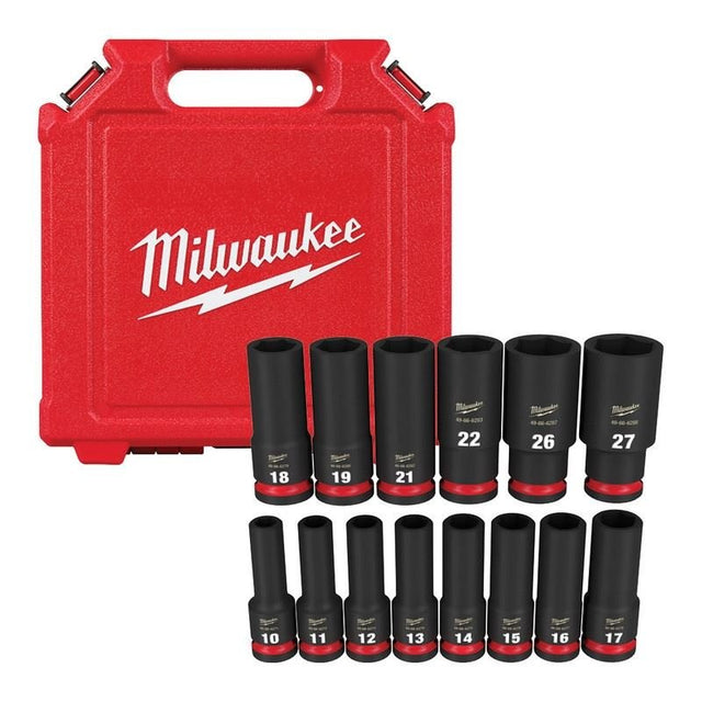 Milwaukee 49 - 66 - 7014 14PC SHOCKWAVE Impact Duty 1/2in Drive Metric Deep 6 Point Socket Set - Mississauga Hardware Centre Inc
