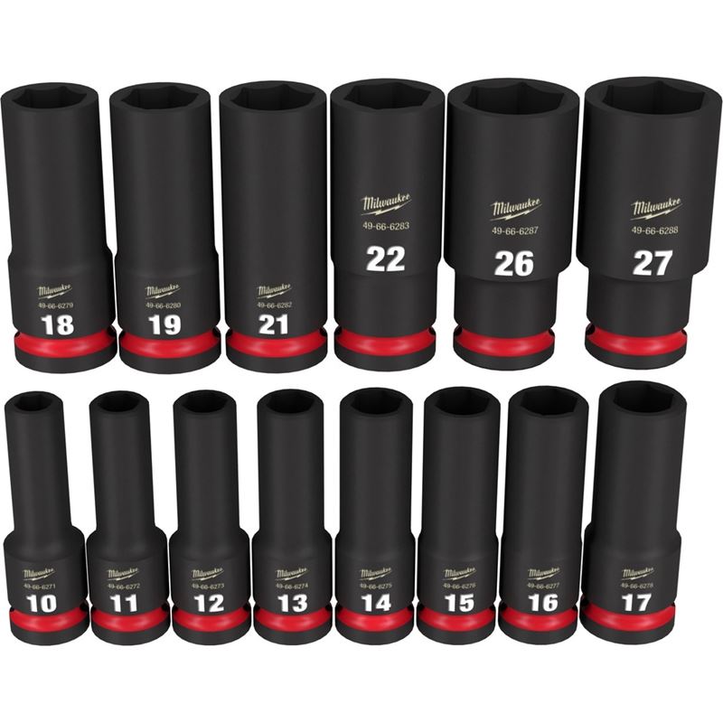 Milwaukee 49 - 66 - 7014 14PC SHOCKWAVE Impact Duty 1/2in Drive Metric Deep 6 Point Socket Set - Mississauga Hardware Centre Inc