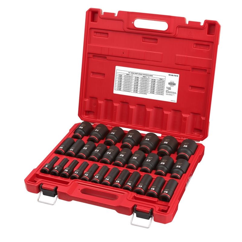 Milwaukee 49 - 66 - 7015 29PC SHOCKWAVE Impact Duty 1/2in Drive Metric Deep 6 Point Socket Set - Mississauga Hardware Centre Inc