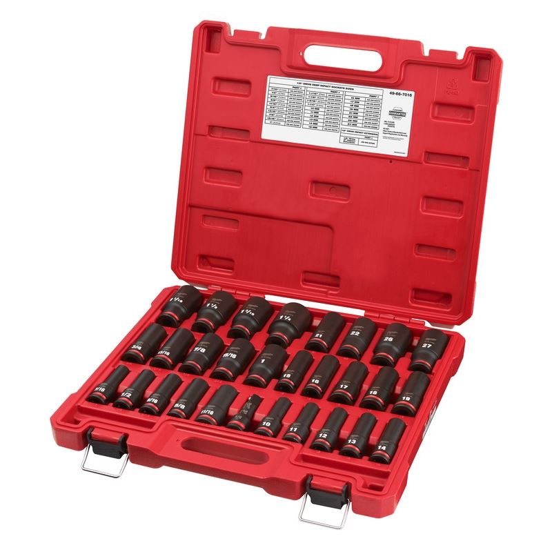 Milwaukee 49 - 66 - 7016 29PC SHOCKWAVE Impact Duty 1/2in Drive SAE & Metric Deep 6 Point Socket Set - Mississauga Hardware Centre Inc