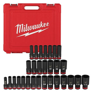 Milwaukee 49 - 66 - 7016 29PC SHOCKWAVE Impact Duty 1/2in Drive SAE & Metric Deep 6 Point Socket Set - Mississauga Hardware Centre Inc
