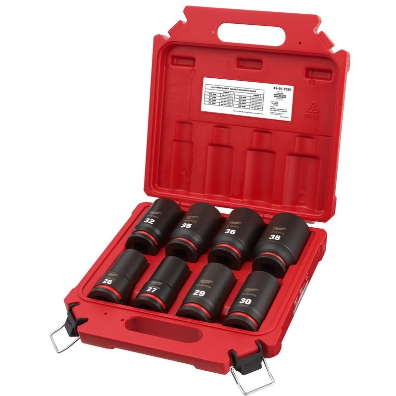 Milwaukee 49 - 66 - 7020 8PC SHOCKWAVE Impact Duty 3/4in Drive Metric Deep 6 Point Socket Set - Mississauga Hardware Centre Inc