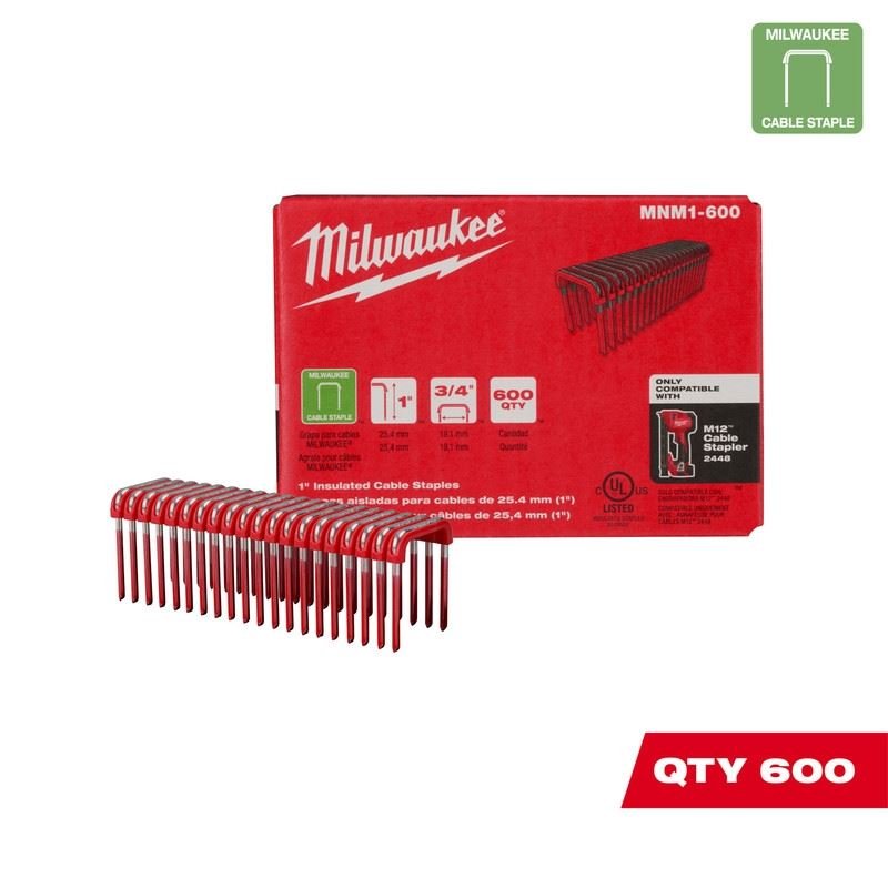Milwaukee MNM1 - 600 1in Insulated Cable Staples (600pcs) - Mississauga Hardware Centre Inc