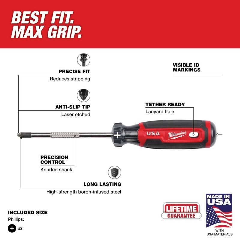 Milwaukee MT202 2 Phillips 4in Cushion Grip Screwdriver (USA) - Mississauga Hardware Centre Inc