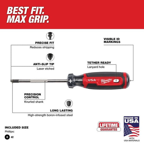 Milwaukee MT202 2 Phillips 4in Cushion Grip Screwdriver (USA) - Mississauga Hardware Centre Inc