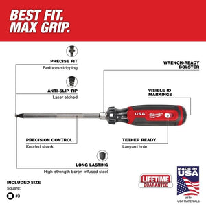 Milwaukee MT219 3 Square 6in Cushion Grip Screwdriver (USA) - Mississauga Hardware Centre Inc