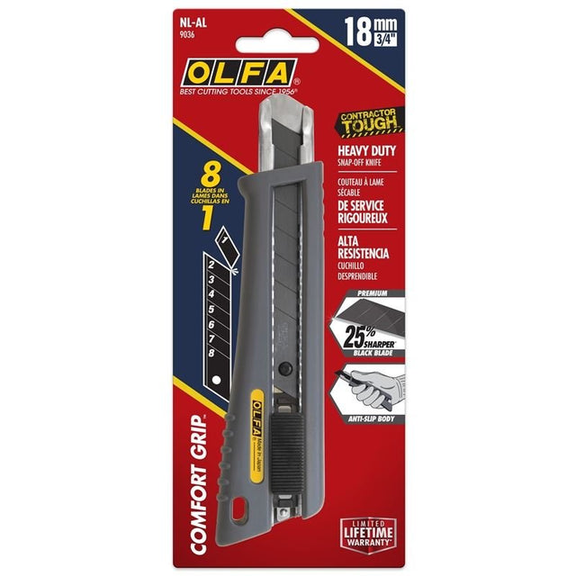 OLFA NL - AL 18mm Rubber - Grip Auto - Lock Utility Knife - Mississauga Hardware Centre Inc