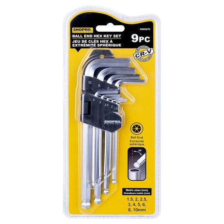 ROK 9 - Piece Ball End Hex Key Set 1.5 To 10 mm, Metric - Mississauga Hardware Centre Inc