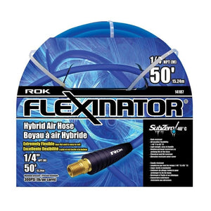 ROK FLEX - 14187 1/4 in x 50 Ft FLEXINATOR Hybrid Air Hose Blue - Mississauga Hardware Centre Inc