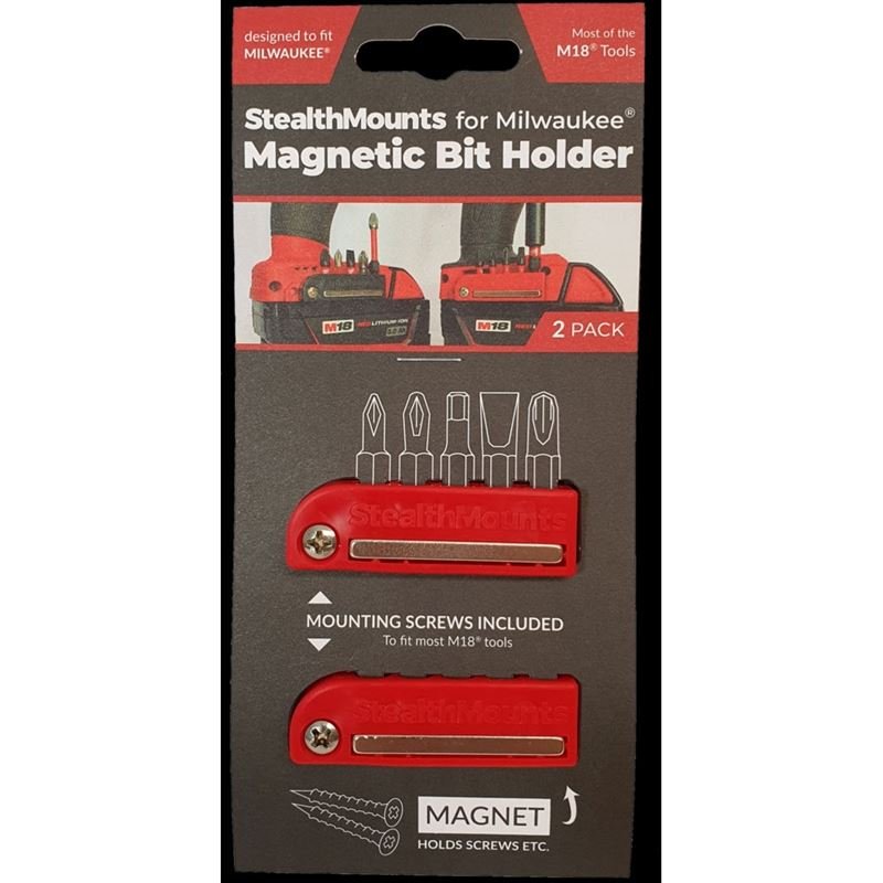 StealthMount BH - MW18 - RED - 2 Bit Holder For Milwaukee M18 (2 Pack) - Mississauga Hardware Centre Inc