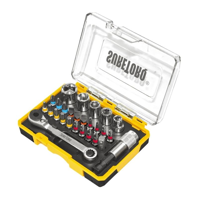 SURETORQ 1410 - 2703CA 27 PC Mini Ratcheting Wrench and Drive Accessory Set - Mississauga Hardware Centre Inc