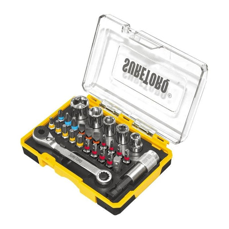 SURETORQ 1410 - 2703CA 27 PC Mini Ratcheting Wrench and Drive Accessory Set - Mississauga Hardware Centre Inc