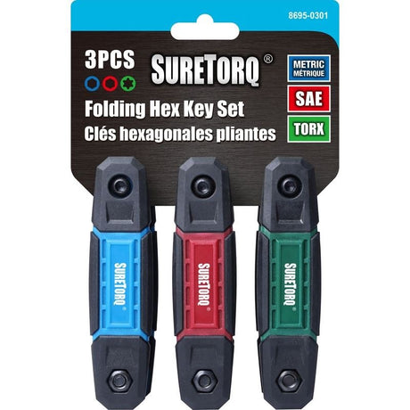 SURETORQ 8695 - 0301 3 PC Folding Hex Key Set (METRIC - SAE - TORX) - Mississauga Hardware Centre Inc