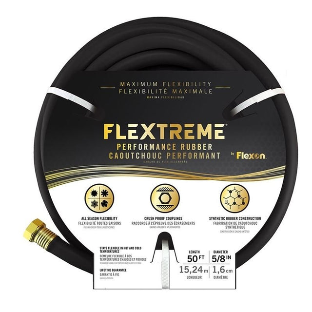 Toolway 88010412 Garden Hose 5/8 In X 50ft Flextreme Perfomance Rubber Black - Mississauga Hardware Centre Inc