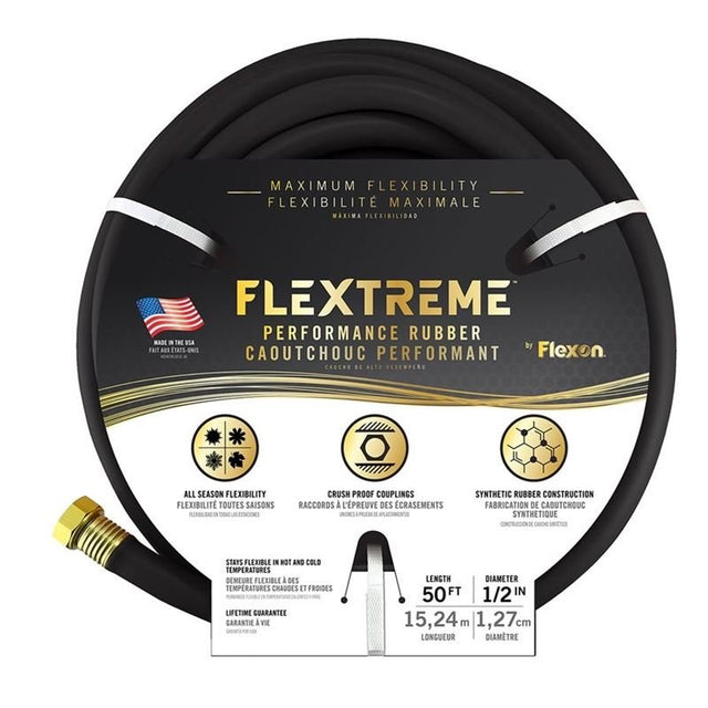 Toolway 88010447 Garden Hose 1/2 In X 50ft Flextreme Perfomance Rubber Black - Mississauga Hardware Centre Inc