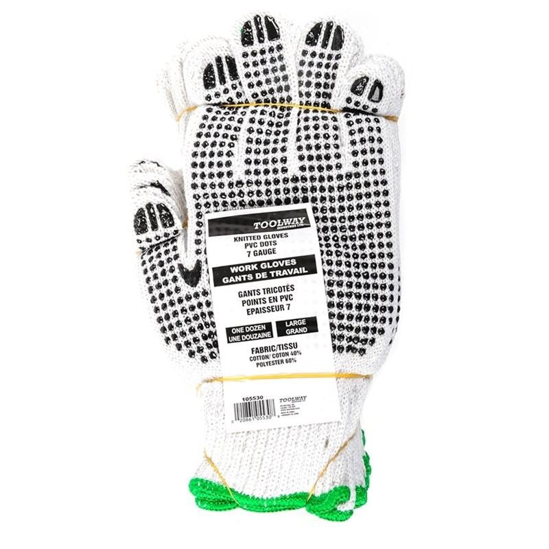 Toolway GLOVES KNITTED PVC DOTS GREEN Large - Mississauga Hardware Centre IncTOOLWAY105530