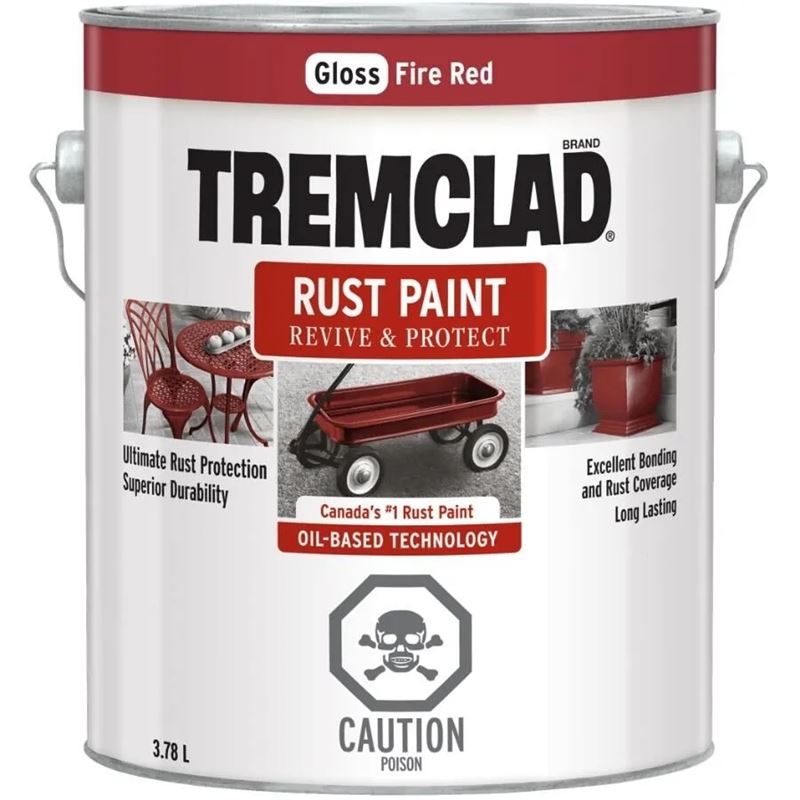 TREMCLAD Rust Paint 3.78L FIRE RED - Mississauga Hardware Centre Inc