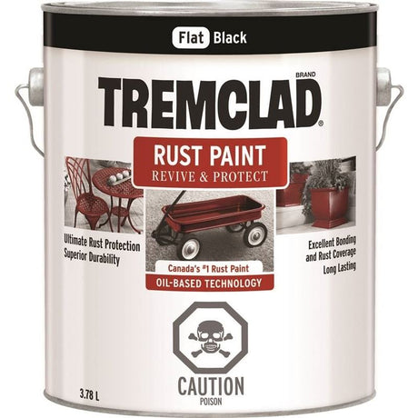 TREMCLAD Rust Paint 3.78L FLAT BLACK - Mississauga Hardware Centre Inc