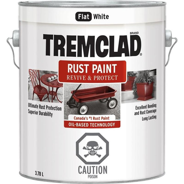 TREMCLAD Rust Paint 3.78L FLAT WHITE - Mississauga Hardware Centre Inc