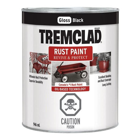 TREMCLAD Rust Paint 3.78L GLOSS BLACK - Mississauga Hardware Centre Inc