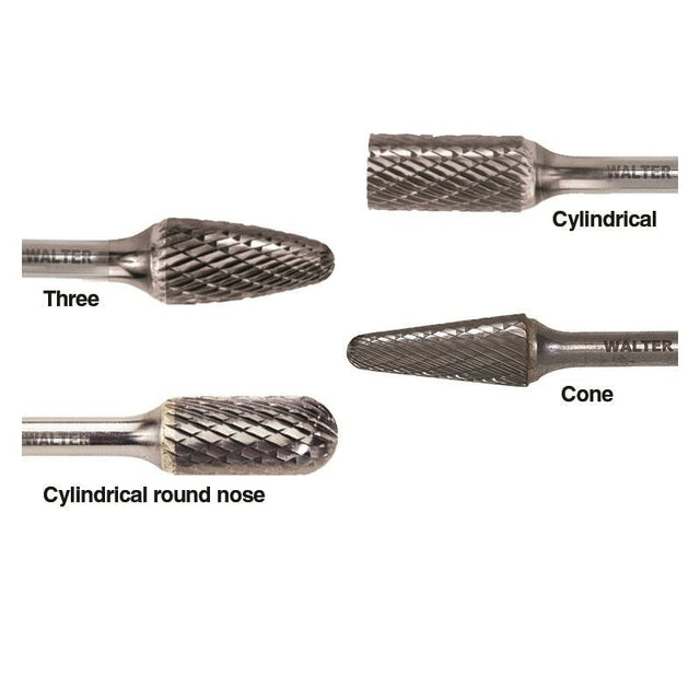 WALTER 01V036 CARBIDE BURR 1/4in Shank Aluminum Soft Metals SL - 3 NF - Mississauga Hardware Centre Inc